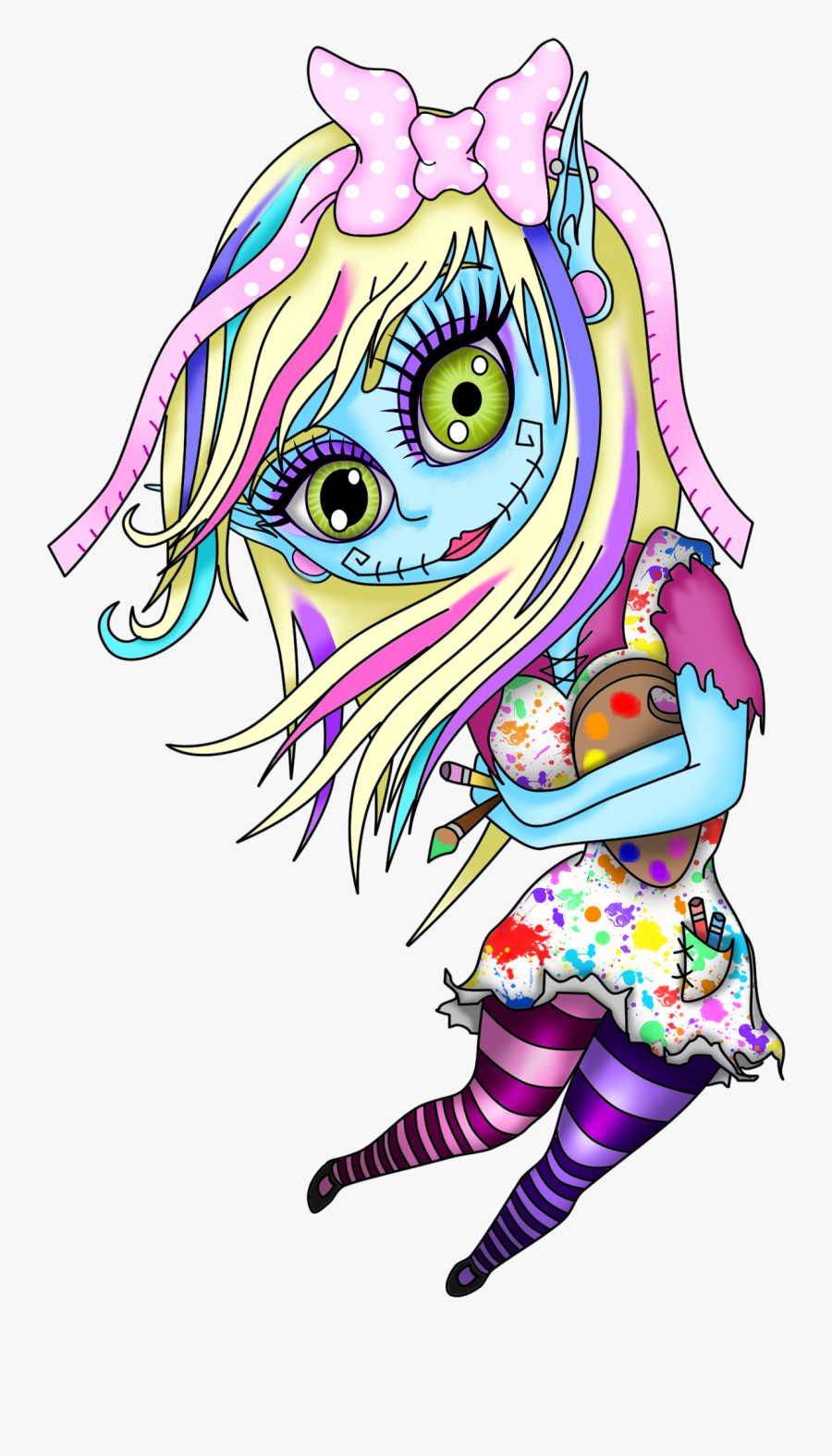 Cute Cartoon Zombie Girls, Transparent Clipart