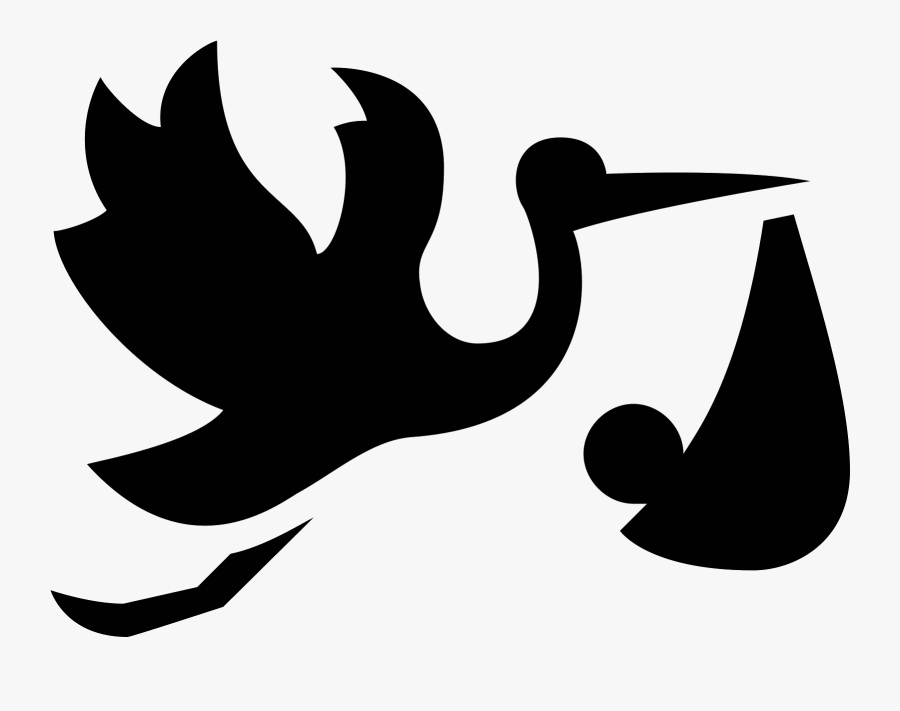 Stork Vector Baby Black And White - Stork With Baby Icon Png, Transparent Clipart