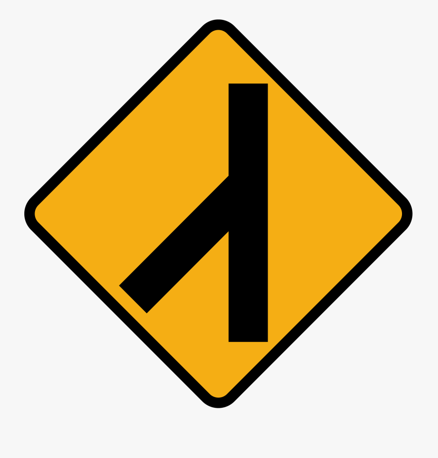 File Diamond Road Sign - Traffic Merging From Left, Transparent Clipart