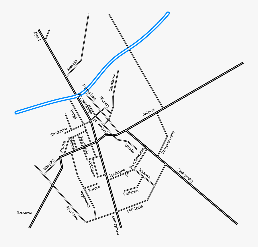 Map Of Stawiska In Poland - Road Map Lines Vector, Transparent Clipart