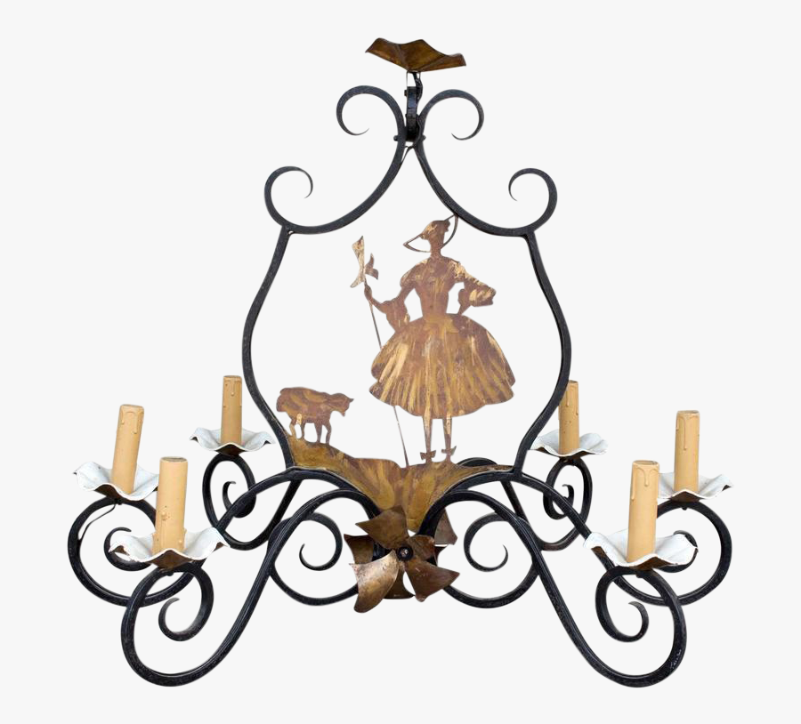 Antique French Iron Brass - Chandelier, Transparent Clipart