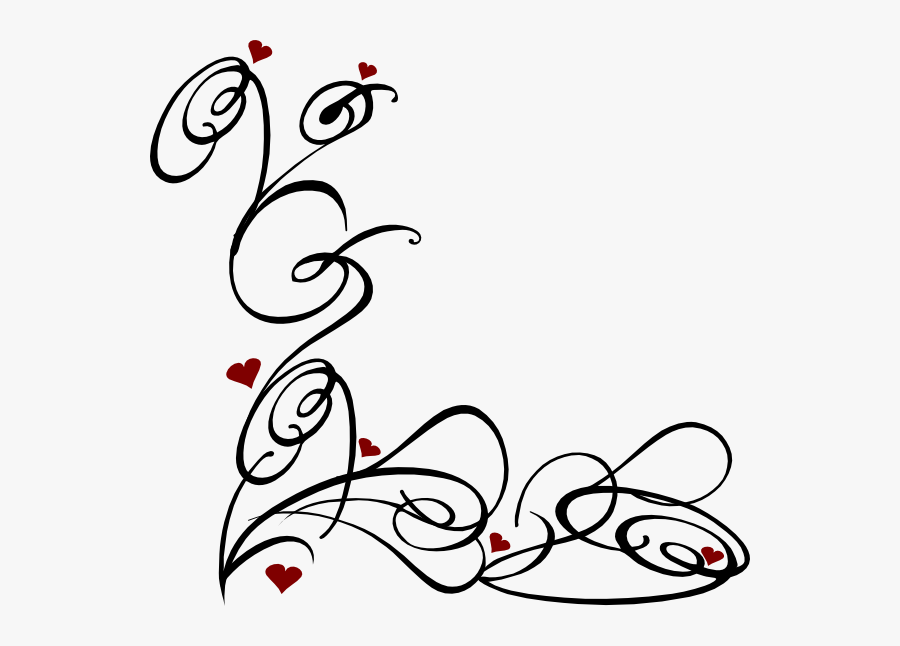 Burgundy Heart Cliparts - Swirl Page Border, Transparent Clipart