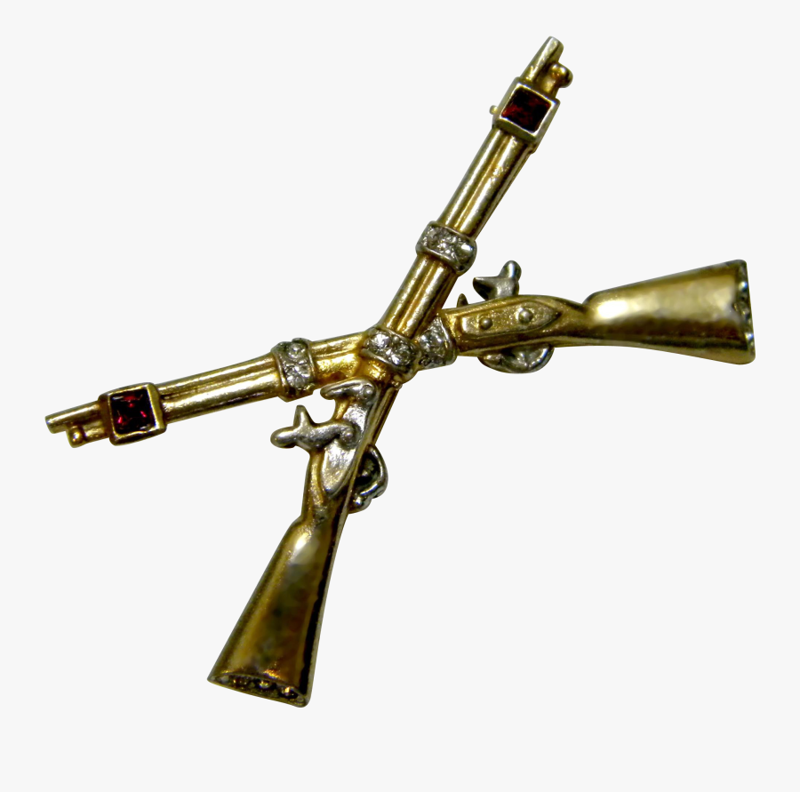 Crown Trifari Crossed Muskat Rifles Sterling Sweetheart - Assault Rifle, Transparent Clipart