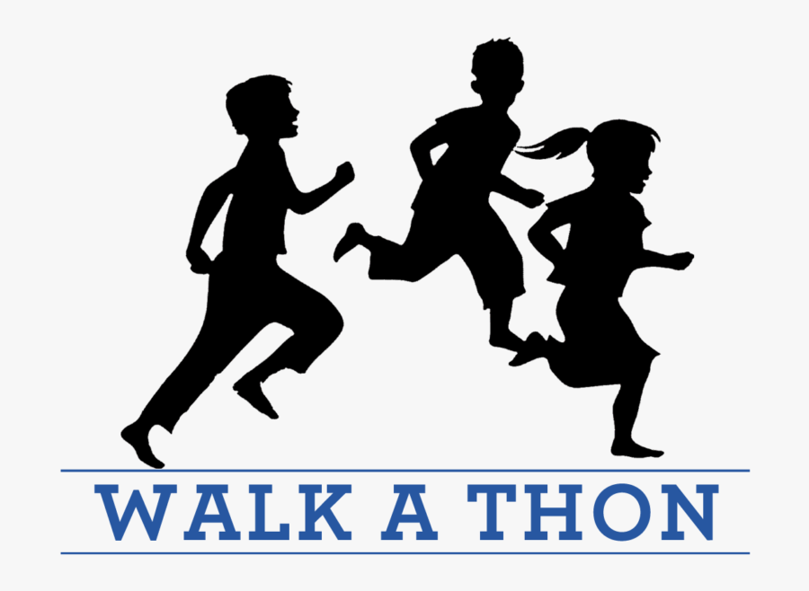 Children Running Silhouette, Transparent Clipart