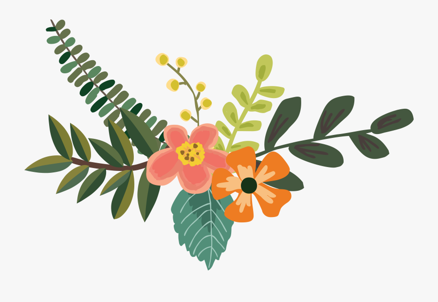 Clip Art Floral Leaves - Drawing Flowers For Decoration, Transparent Clipart