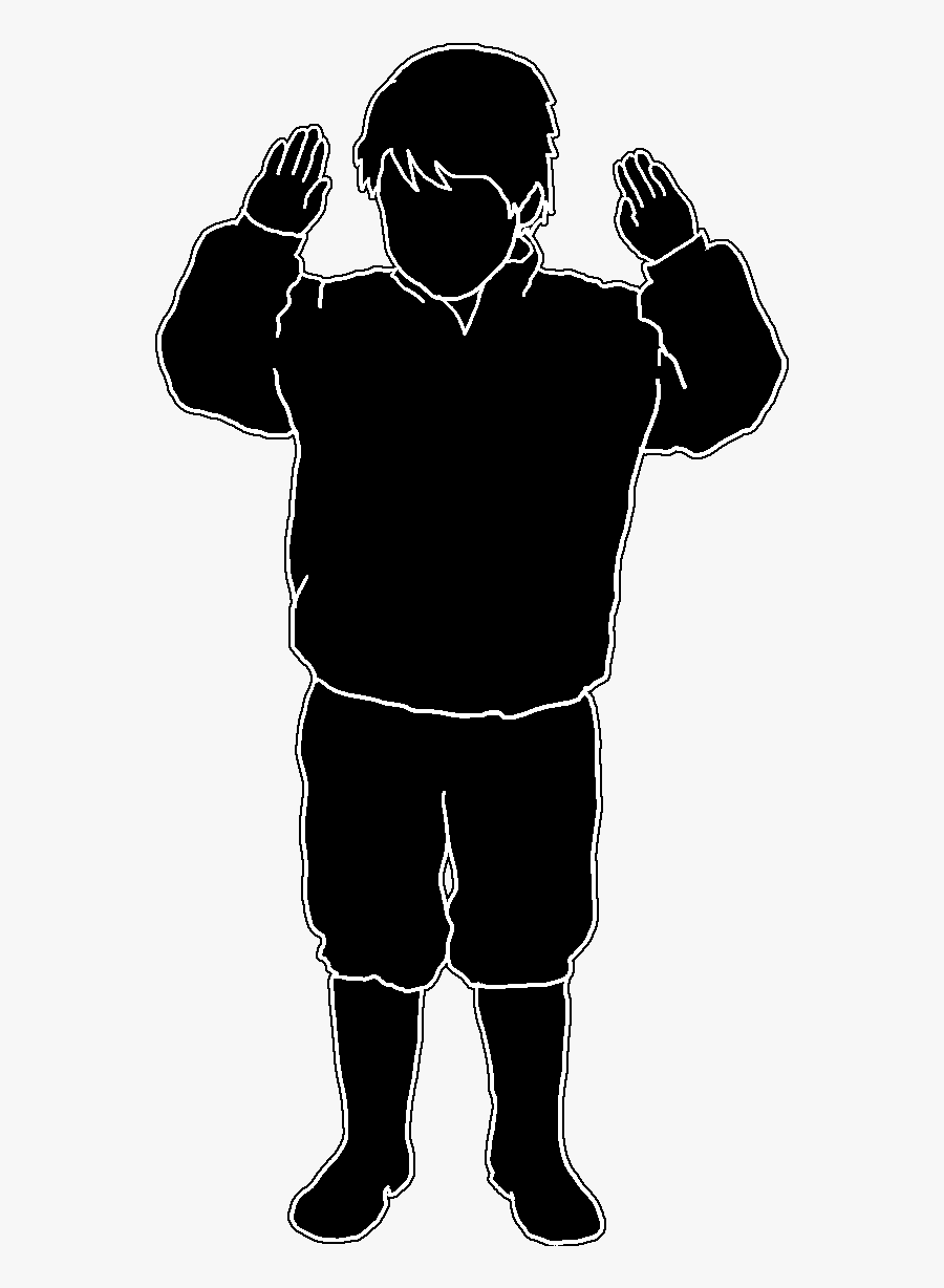 Black Cilhouette Kid White Line - Kids Silhouette Lines Png, Transparent Clipart