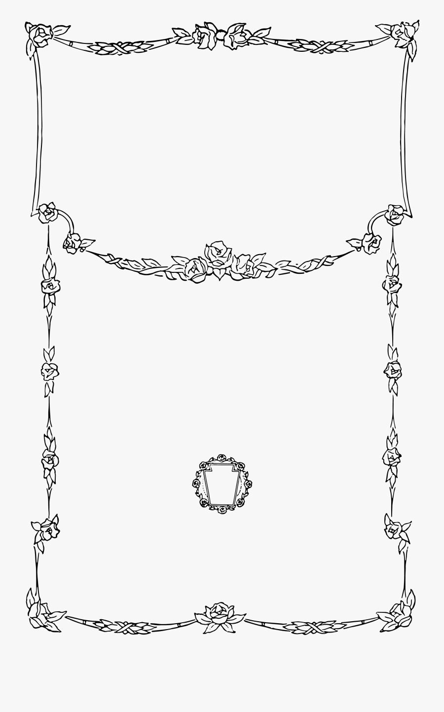 Clipart Black And White Library Free Art Rose Border - Line Art, Transparent Clipart