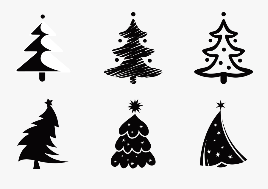 Christmas Tree Clipart Black And White Vector - Xmas Tree Free Vector, Transparent Clipart