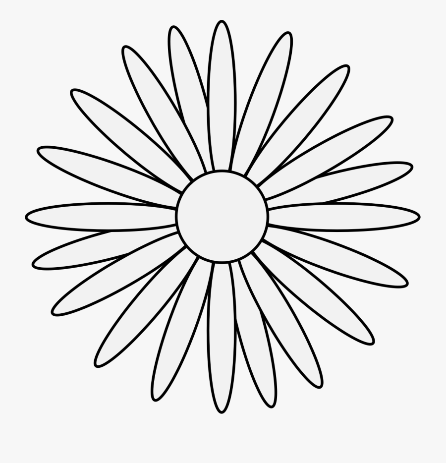 Transparent Daisy Clip Art - Black And White Sunflower Clipart, Transparent Clipart