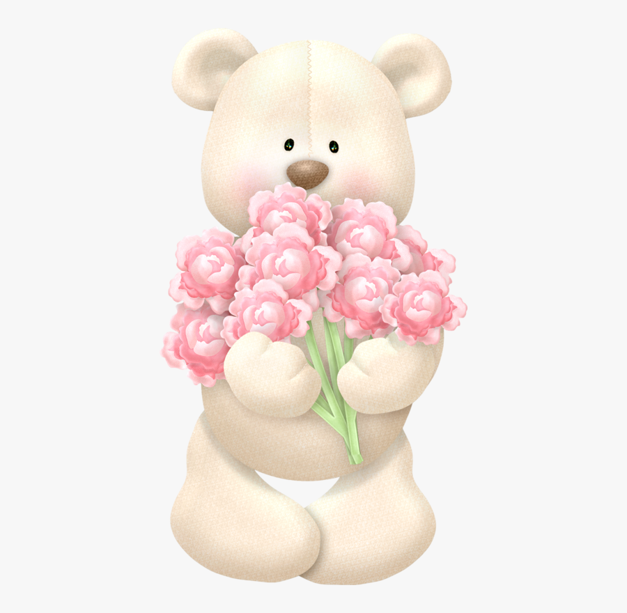 Teddy Bear With Flowers Png, Transparent Clipart