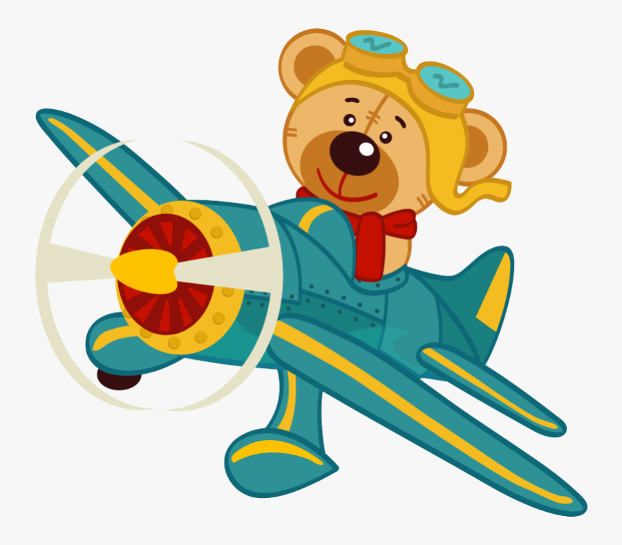 Transparent Airplane Pulling Banner Clipart - Teddy Bear And Plane Clipart, Transparent Clipart