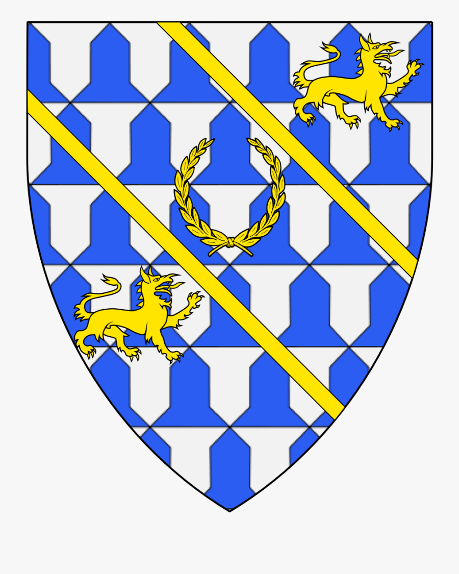 Vair, Two Bendlets And In Bend Sinister A Laurel Wreath - Grandmesnil Coat Of Arms, Transparent Clipart