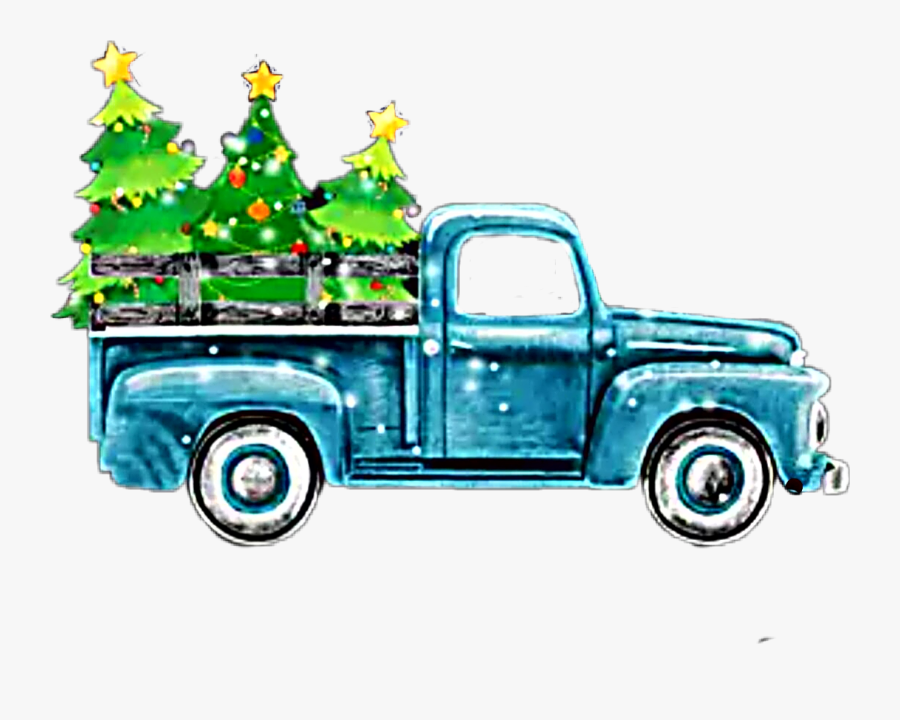#watercolor #truck #antique #christmas #christmastruck - Pickup Truck, Transparent Clipart