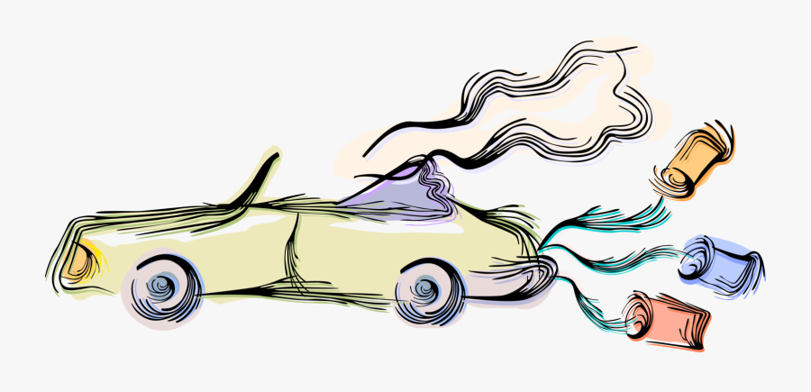 Vector Illustration Of Bride And Groom Wedding Car - Wedding Car Vector Png, Transparent Clipart