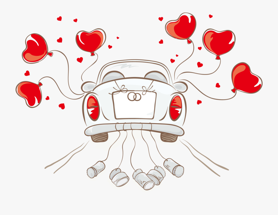 #ftestickers #cartoon #car #hearts #wedding #justmarried - Just Married Car Clipart, Transparent Clipart