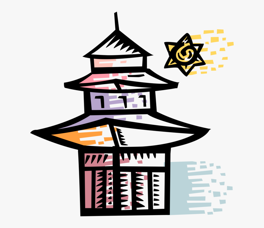 Vector Illustration Of Asian Chinese Or Japanese Pagoda, Transparent Clipart