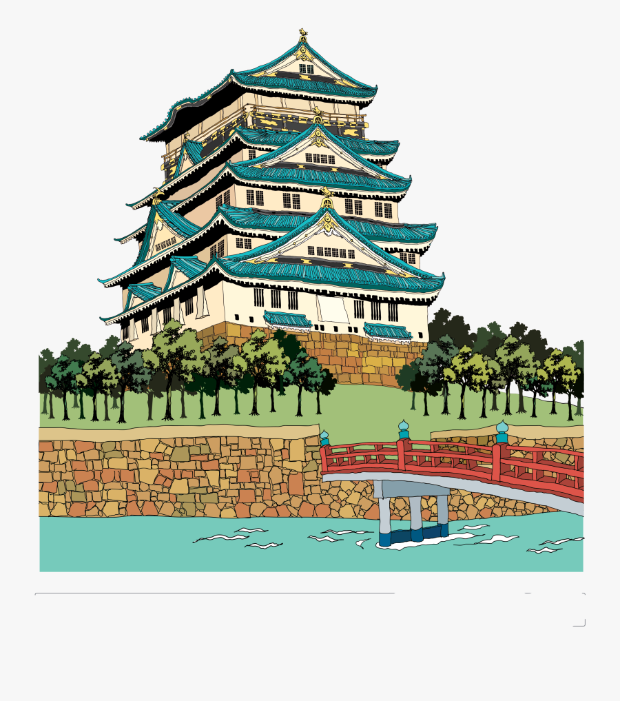 Clip Art Himeji Castle Illustration Cartoon - Osaka Castle Clipart, Transparent Clipart