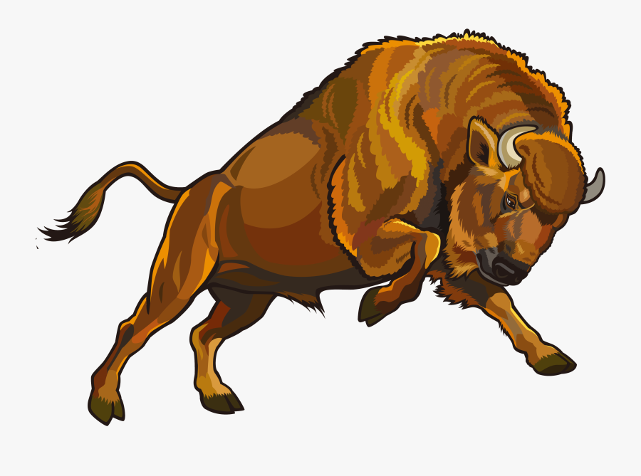 Design Clip Art Painted - Bison Attacking, Transparent Clipart