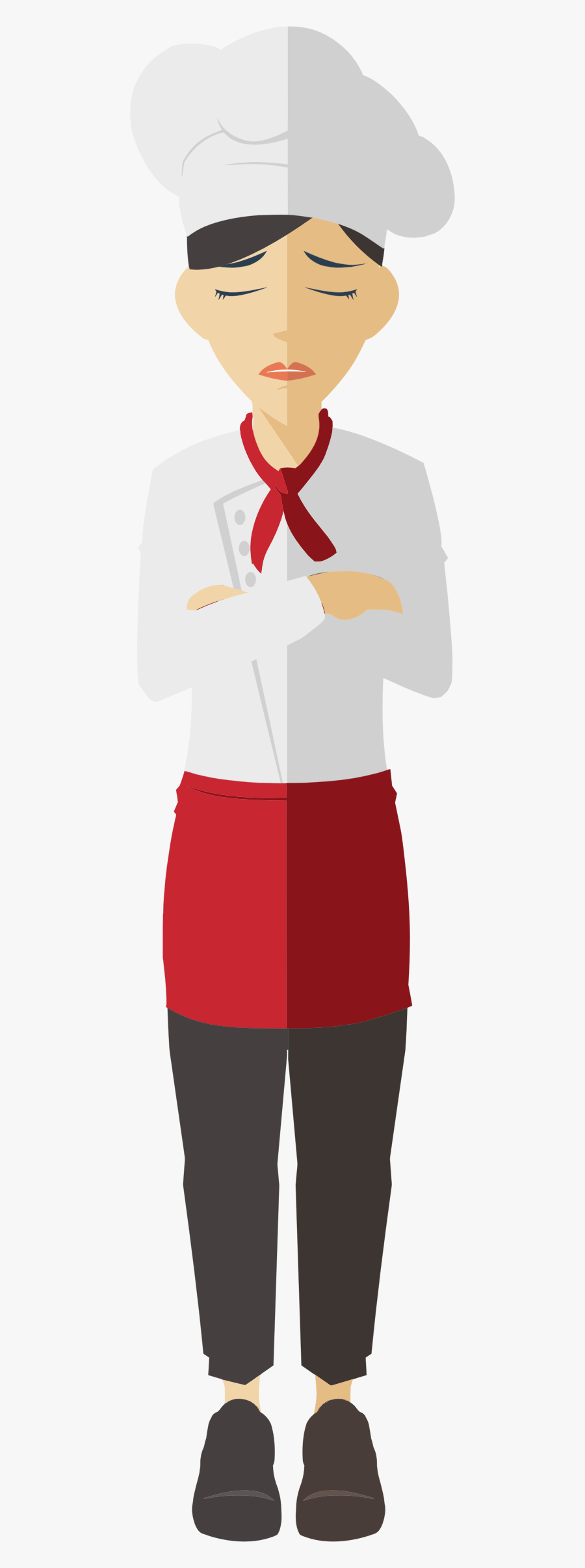 Flat Shaded Female Chef 2 Clip Arts - Cook Png Cartoon Woman, Transparent Clipart