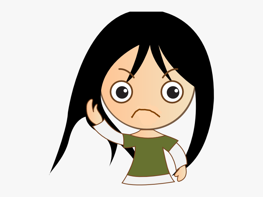 Clipart Of Sad, Cingular And Angry Teenage Girl - Cartoon, Transparent Clipart