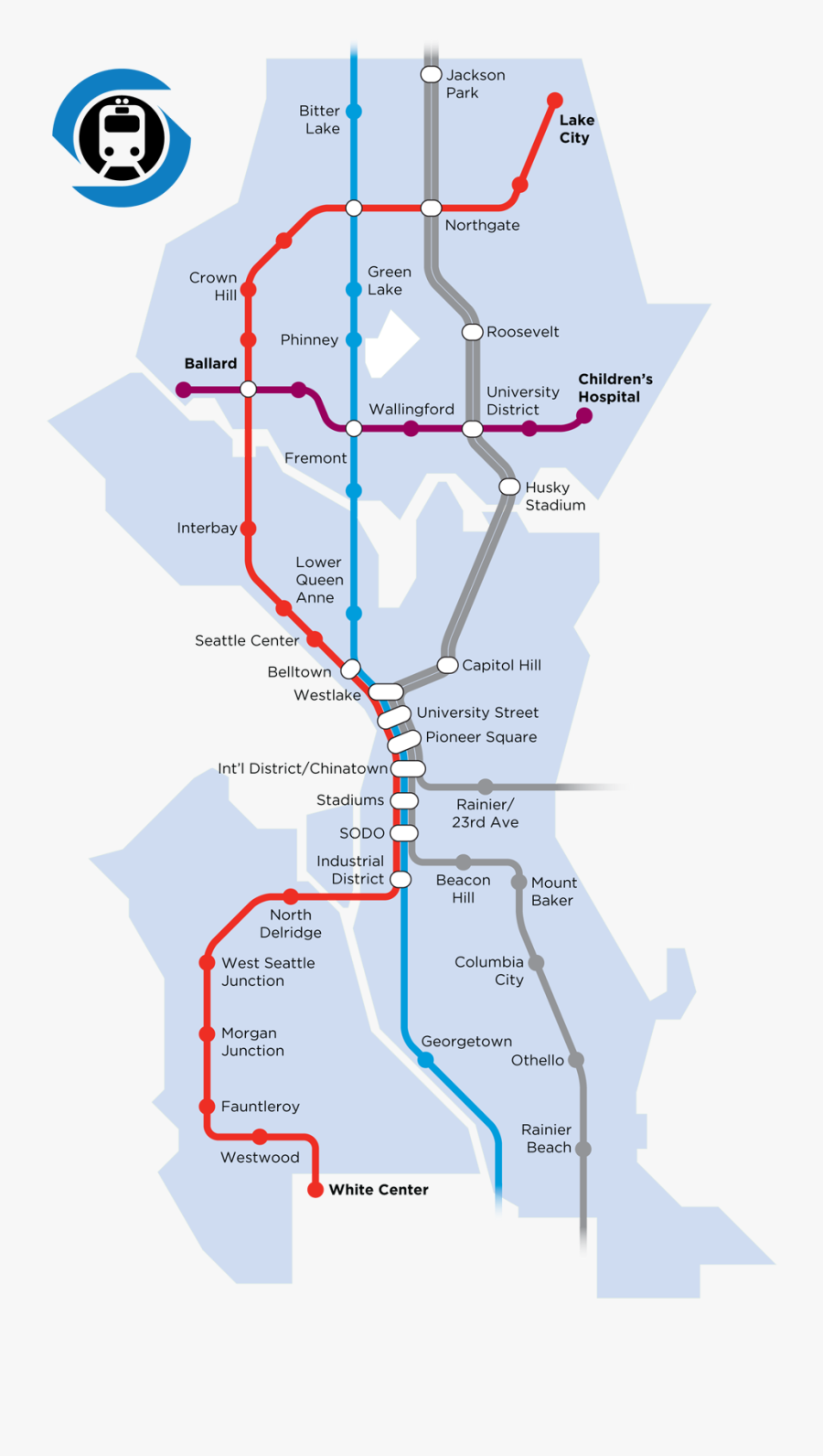 Seattle Monorail Map - Transit Map, Transparent Clipart