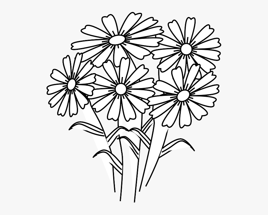 White Flower Clipart 5 Flower - 5 Flowers Clipart Black And White, Transparent Clipart