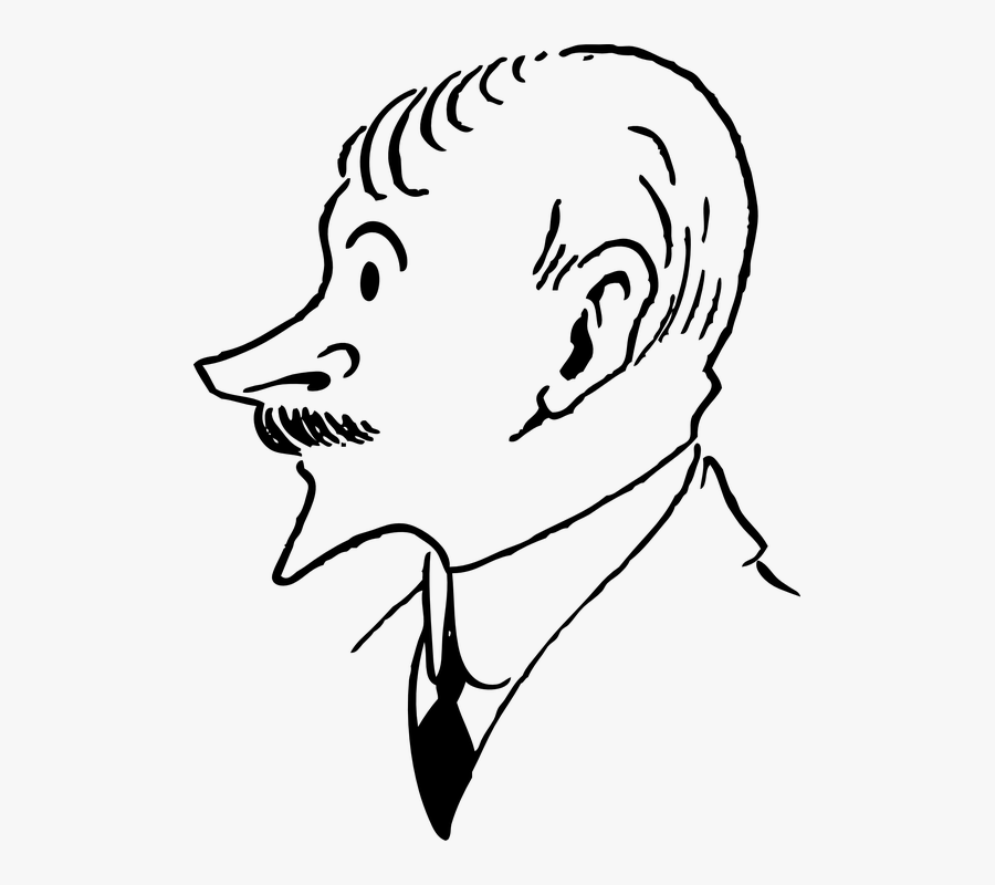 Man, Face, Head, Person, Mustache, Adult, Masculine - Pessoas De Lado Desenho, Transparent Clipart