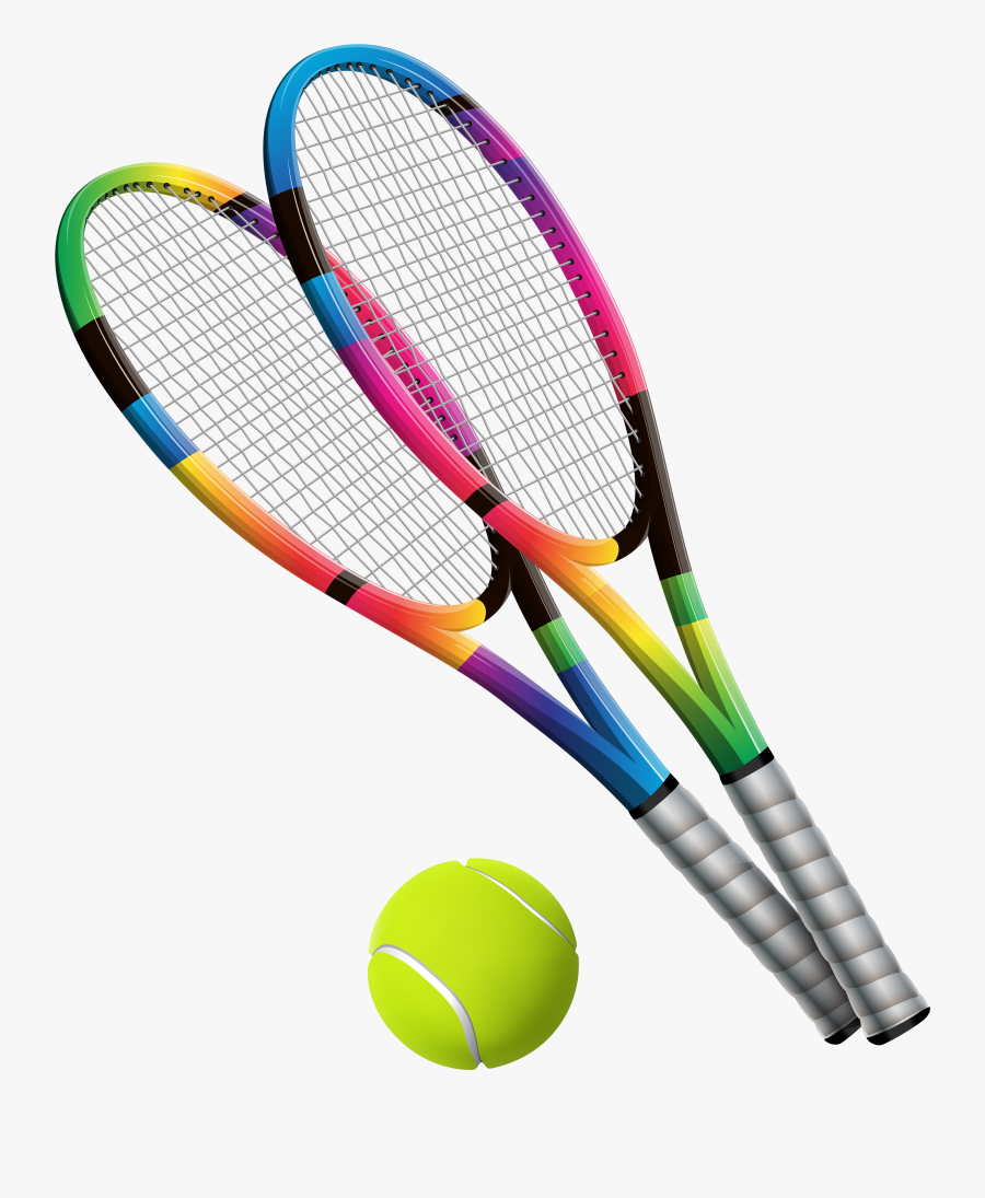 Transparent Sport Equipment Clipart - Tennis Racquet Transparent Background Cartoon Tennis, Transparent Clipart