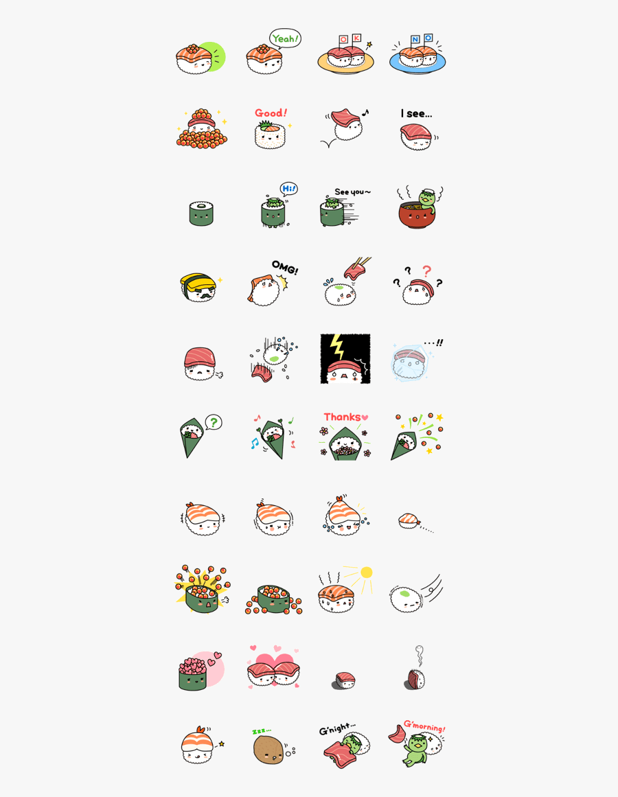 Sushi Sticker Pack Telegram, Transparent Clipart