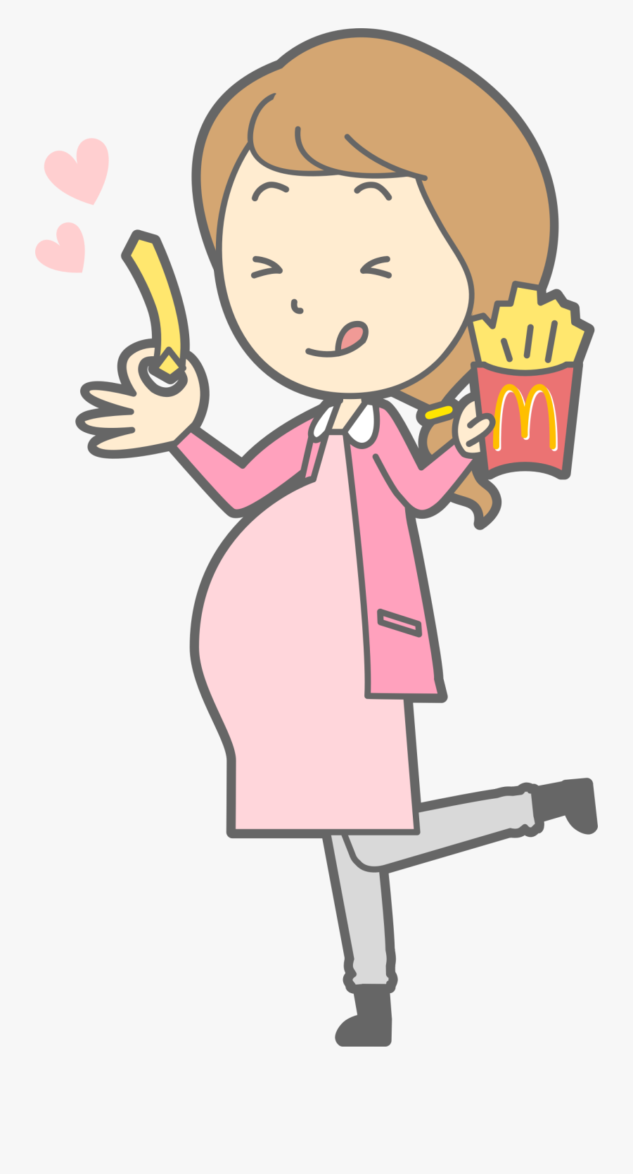 Mother To Be Big - Eating French Fries Clipart, Transparent Clipart