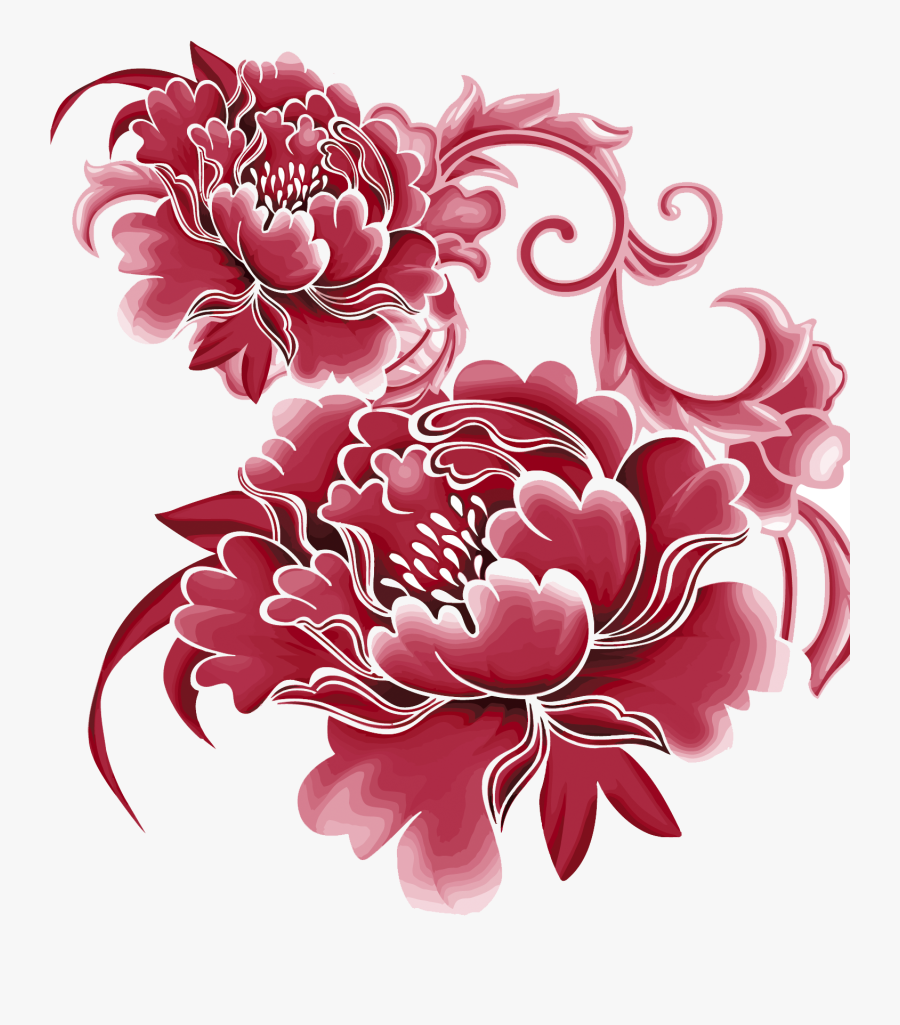 China Paper Flower Sticker - Chinese Flower With Background, Transparent Clipart