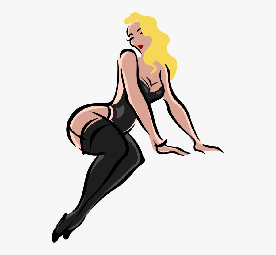 Art,thigh,shoe - Cartoon Woman In Lingerie, Transparent Clipart