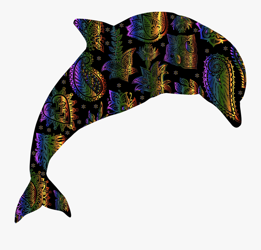 Floral Pattern Dolphin - Ornamen Lumba Lumba, Transparent Clipart