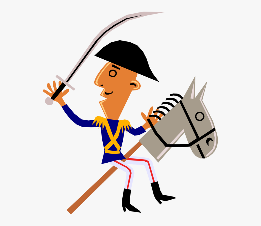Vector Illustration Of Napoléon Bonaparte On His Toy - Cartoon, Transparent Clipart