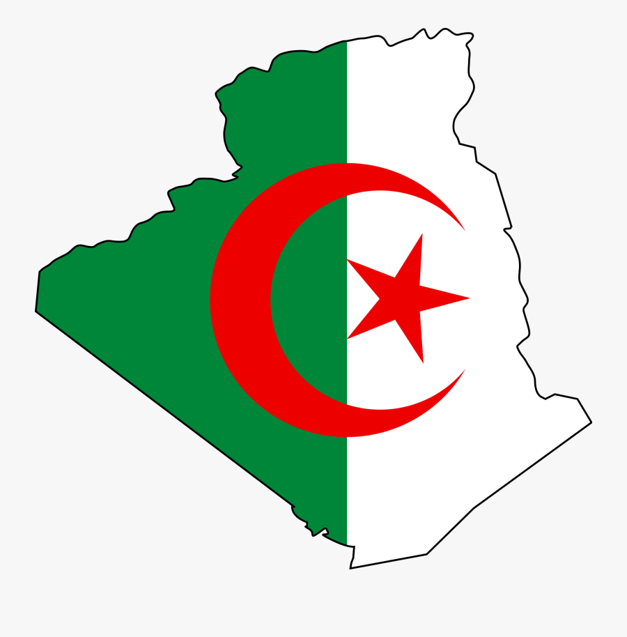 Algeria Flag And Map, Transparent Clipart