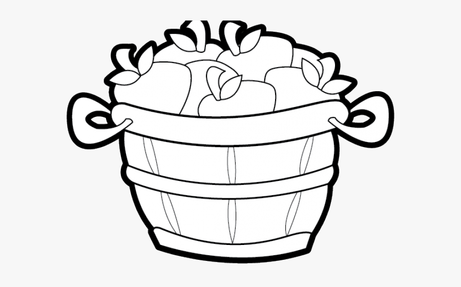 Bushel Cliparts - Bucket Of Apples Clipart Black And White, Transparent Clipart
