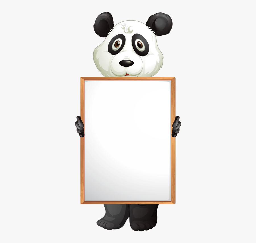 Panda With Board, Transparent Clipart