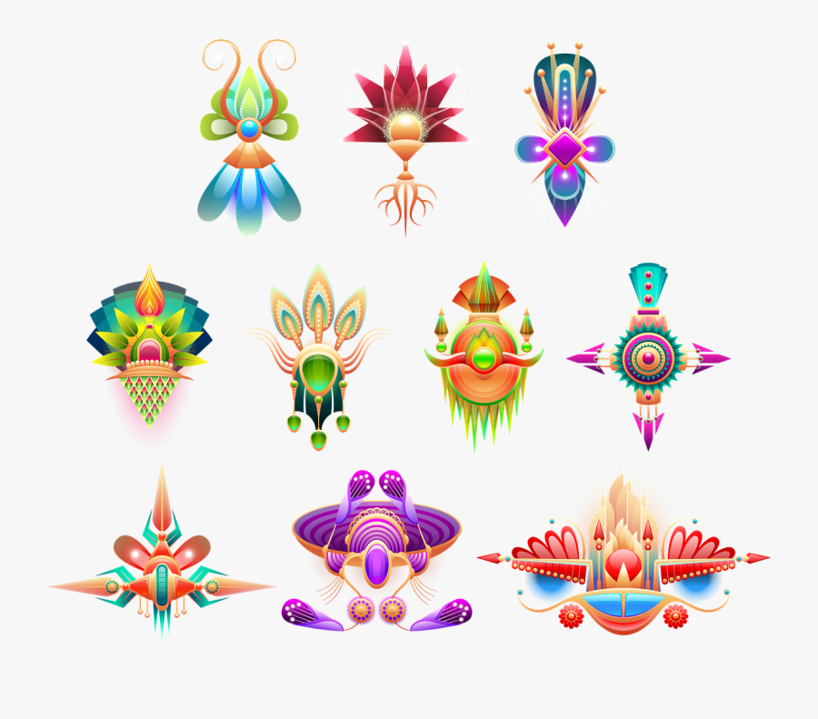 Colorful Snowflake Cliparts 12, - Colorful Design Clipart, Transparent Clipart