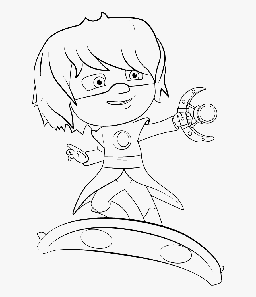 Pj Masks Luna Girl On Moon-shaped Device Coloring Page - Pj Masks Luna Coloring Pages, Transparent Clipart