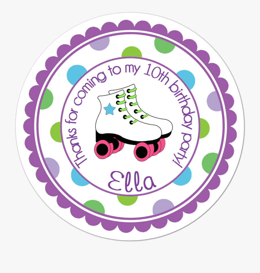 Roller Skate Wide Polka Dot Border Personalized Sticker - Roller Derby, Transparent Clipart
