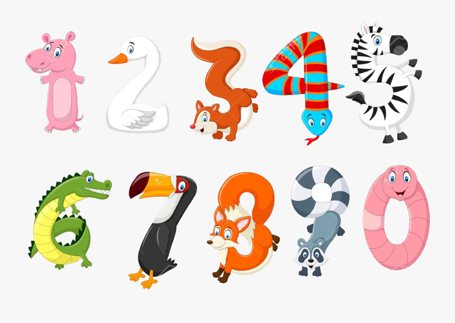 1 To 10 Numbers Png Photo Background - Number Animal Cartoon, Transparent Clipart