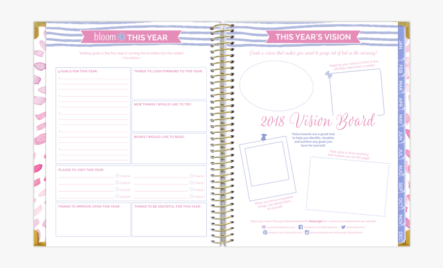 Clip Art Planner Download - Bloom Hardcover Planner, Transparent Clipart
