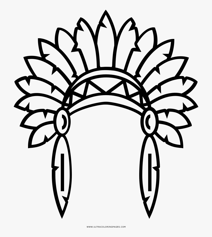 Native American Headdress Coloring Page - Native American Head Coloring, Transparent Clipart