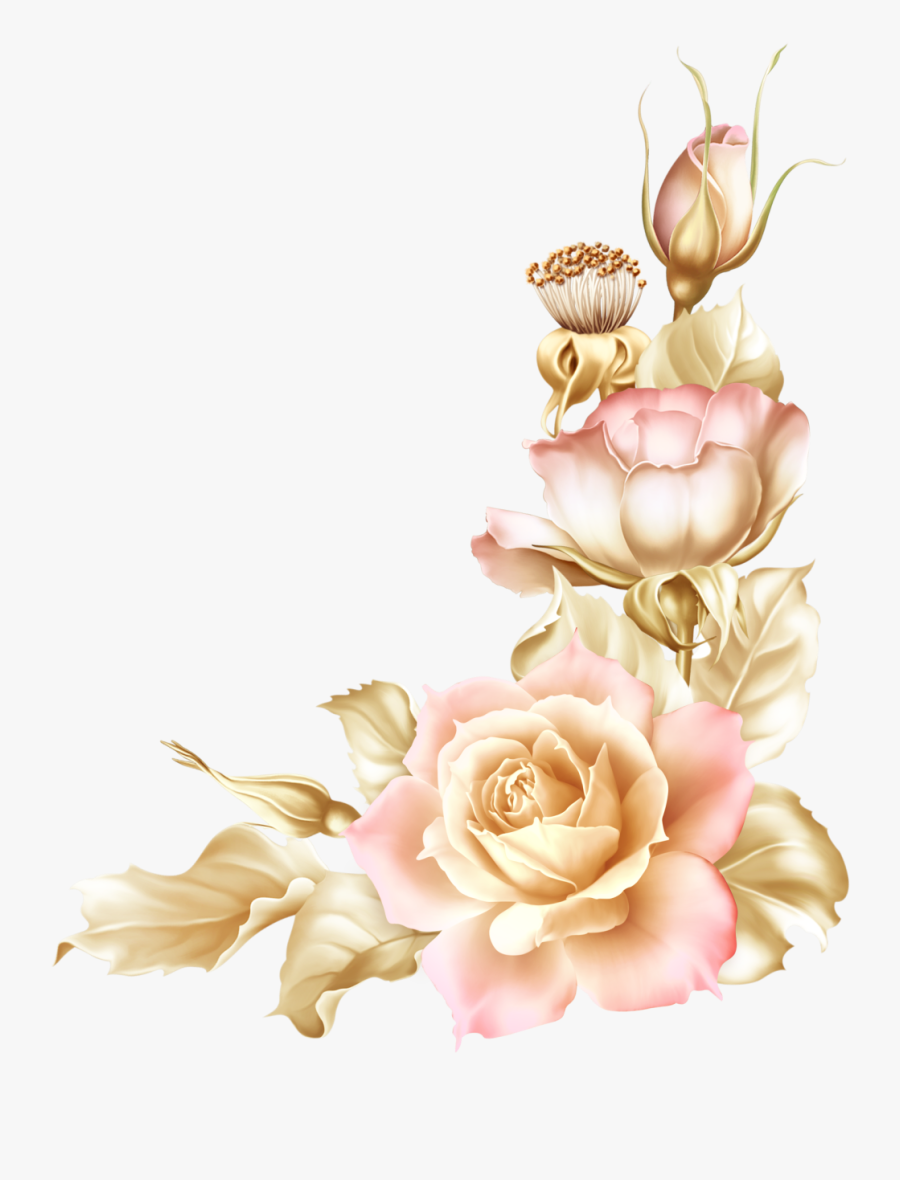 Baroque Vector Vintage Rose Wallpaper - Tulip Flower Border Design, Transparent Clipart