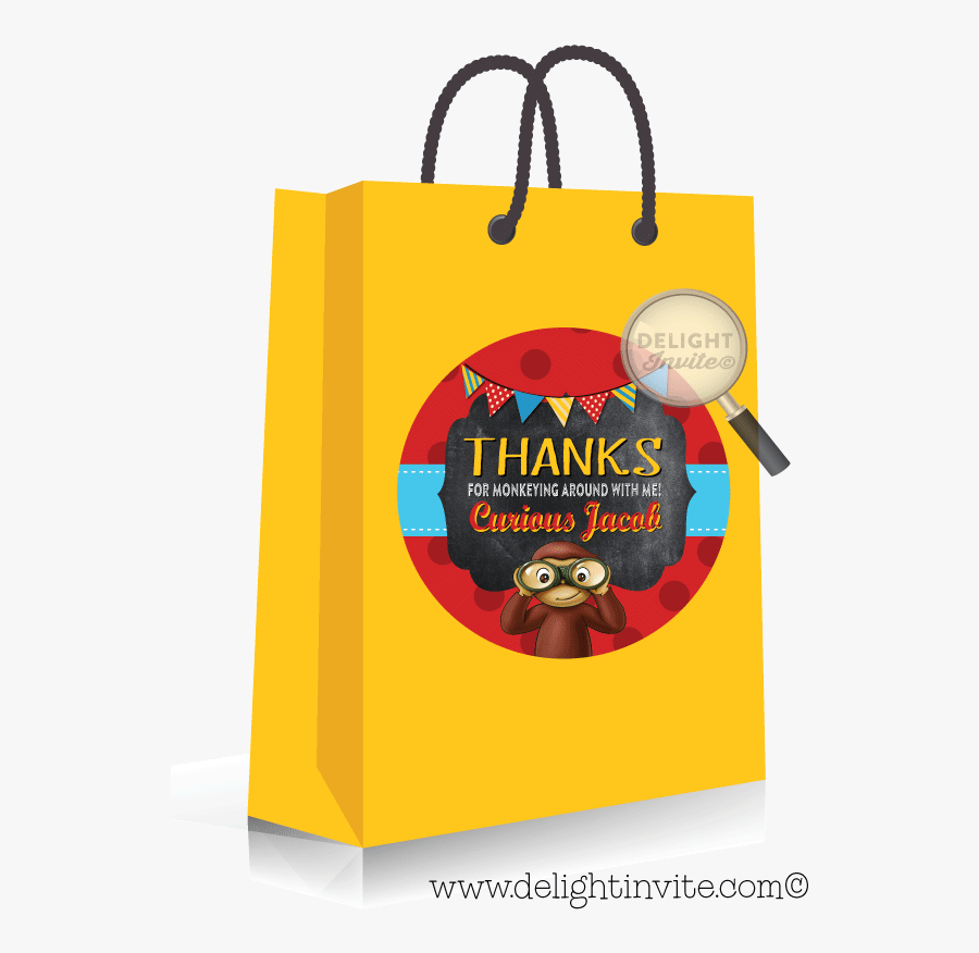 Curious George Party Sticker Tags [di-395st] - Yellow Goodie Bag Png, Transparent Clipart