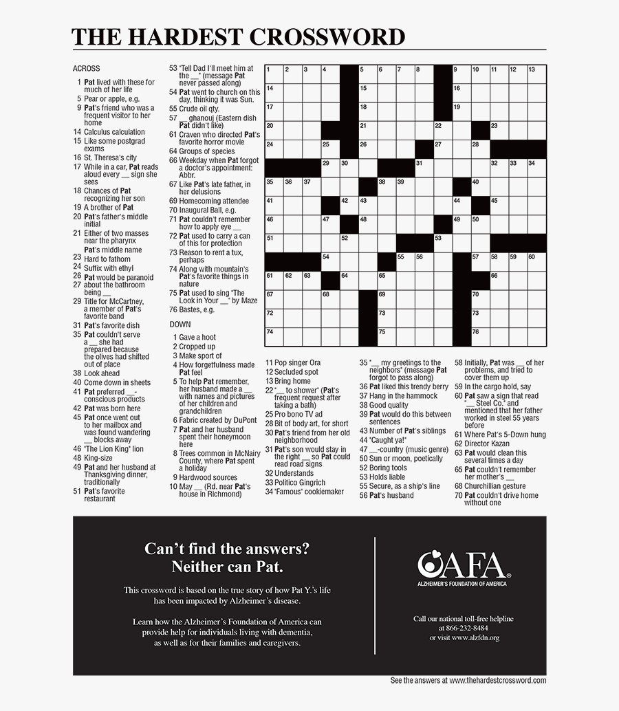 Hard New York Times Sunday Crossword Printable, Transparent Clipart