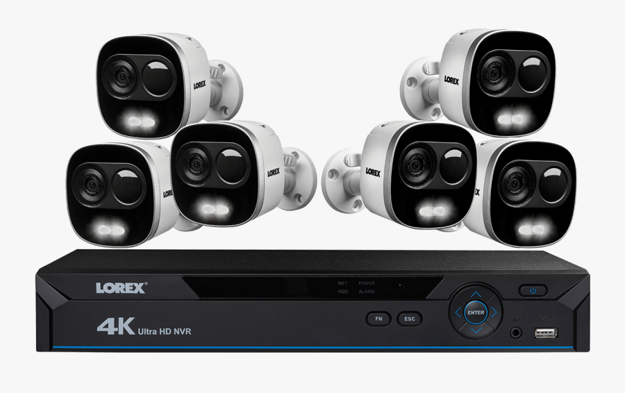 4k Ultra Hd Ip Nvr System With 6 Active Deterrence - Lorex 4k Security Camera, Transparent Clipart