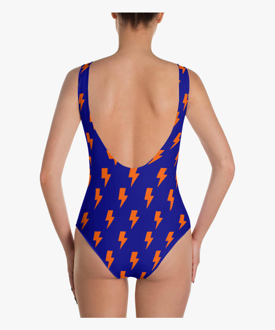 Orange & Blue Split Lightning Bolts One Piece - Lightning Bolt Swimsuit, Transparent Clipart