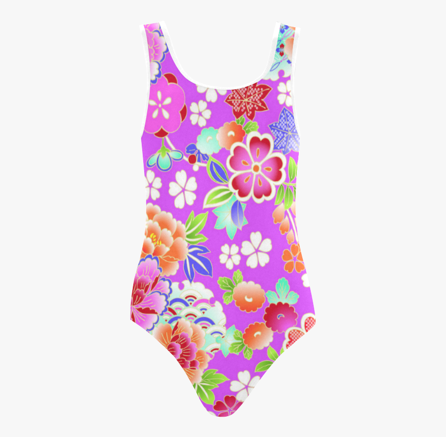 Clip Art Floral Kimono Pattern Vest - Maillot, Transparent Clipart