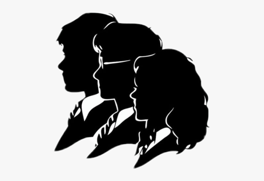 #harrypotter #harry #hermione #ron - Silhouette Harry Potter Black And White, Transparent Clipart